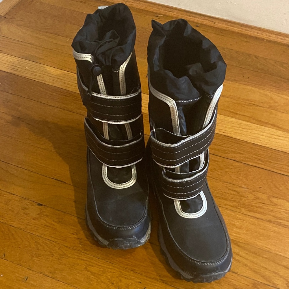 Lands' End Black and White Kids Snow Boots